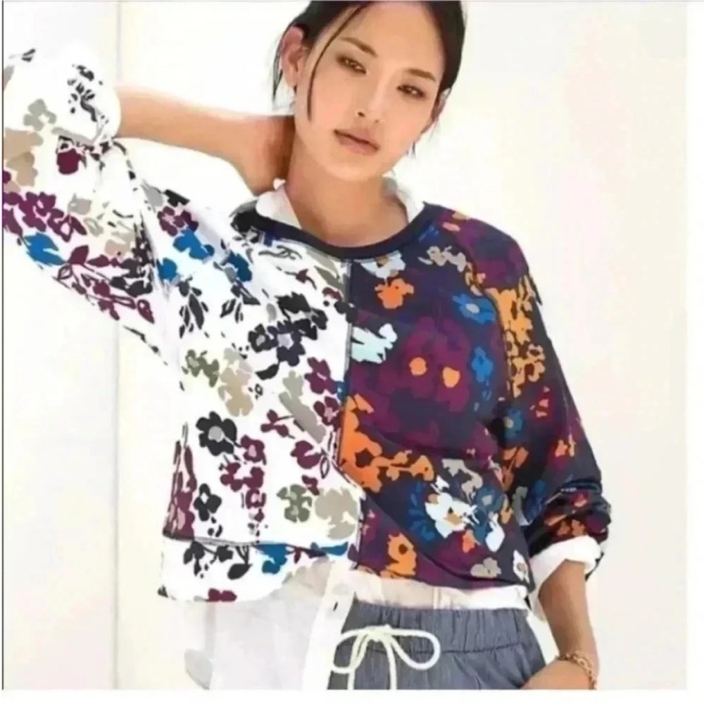 Anthropologie by Maeve Women’s Multicolor Floral Puffy Sleeve Sweatshirt S